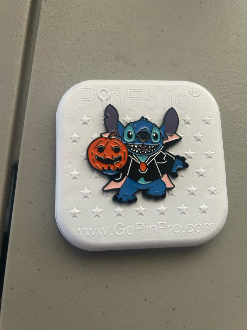 Stitch Halloween Enamel Pin with Jack-O'-Lantern